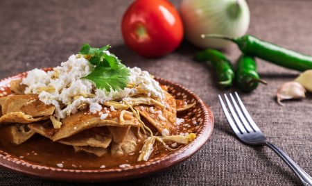 Plate Of Chilaquiles In Red Sauce I